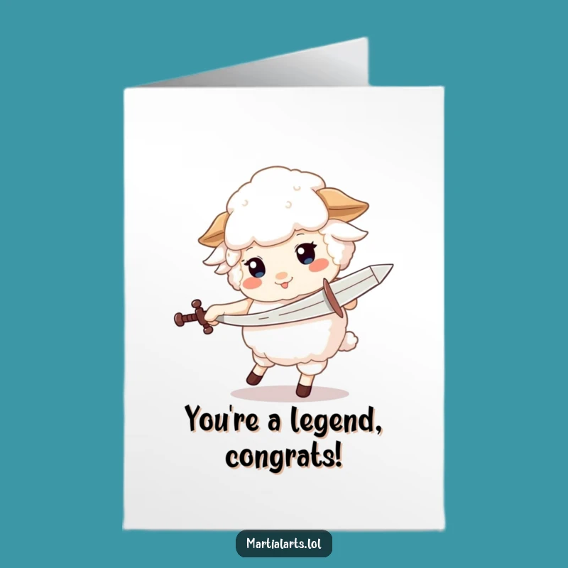 Free Printable Sheep Swordsman Congrats Card - Funny Downloadable Victory!