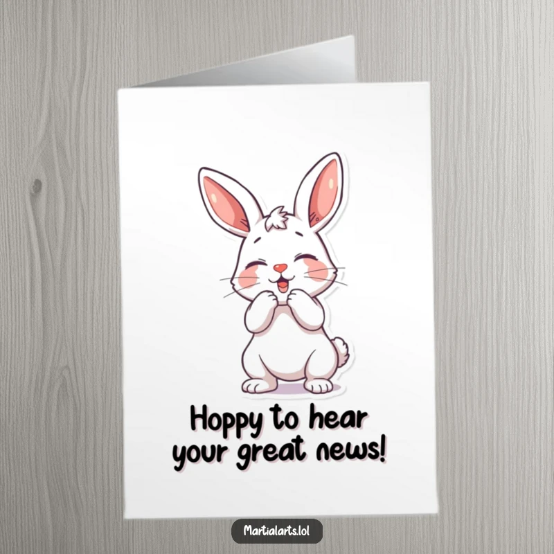Funny Free Printable Congratulations Card: A bunny doing a dramatic bow with a mock strike, adding humor to your congrats.