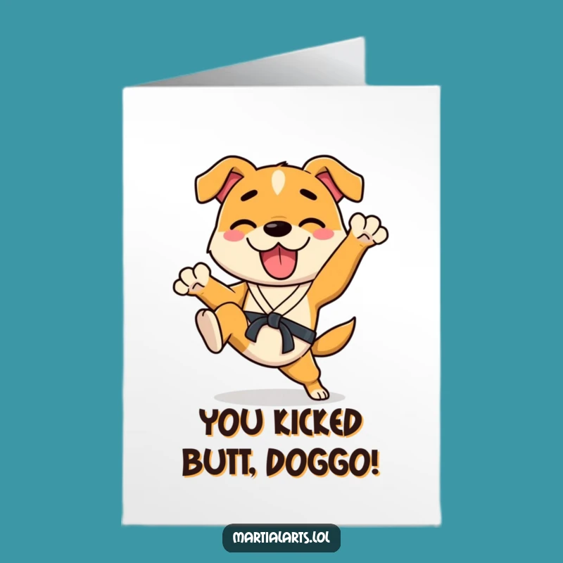 Free Printable Congrats Card: Awesome Dog Karate Kick, Amazing Downloadable Gift!