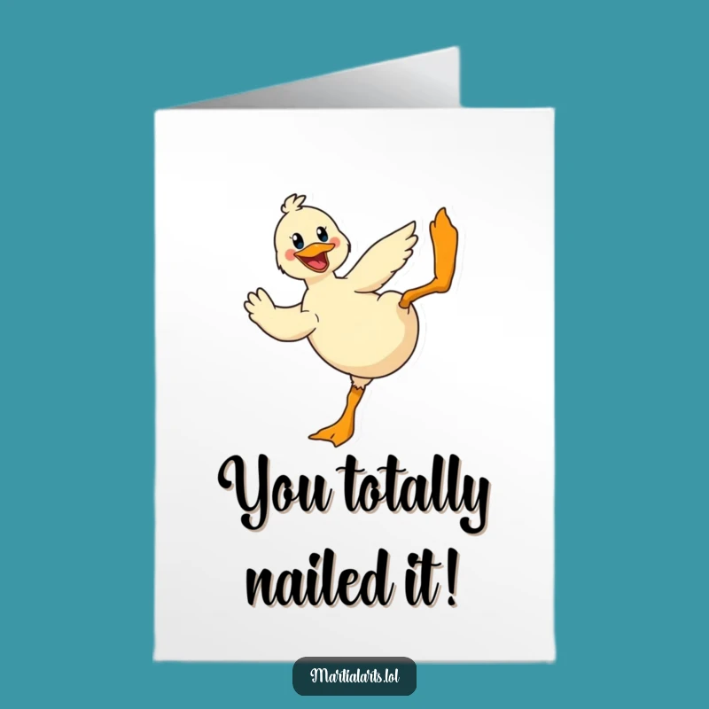 Free Printable Congrats Card: Duck's Flying Kick - Funny Achievement