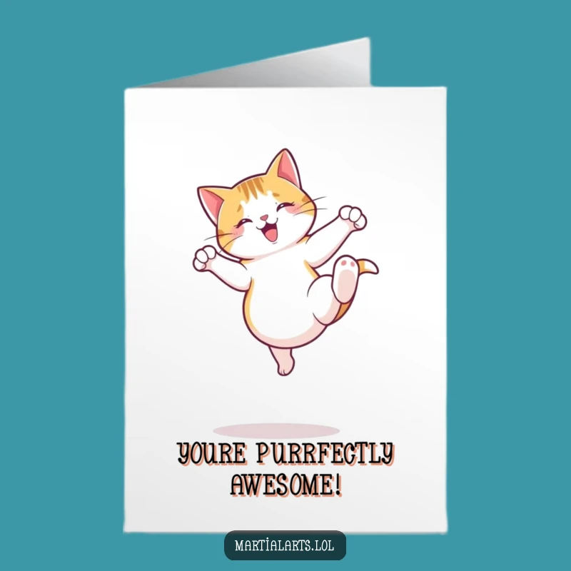 Free Printable Congrats Card: Awesome Cat Kick, Amazing Downloadable Gift!