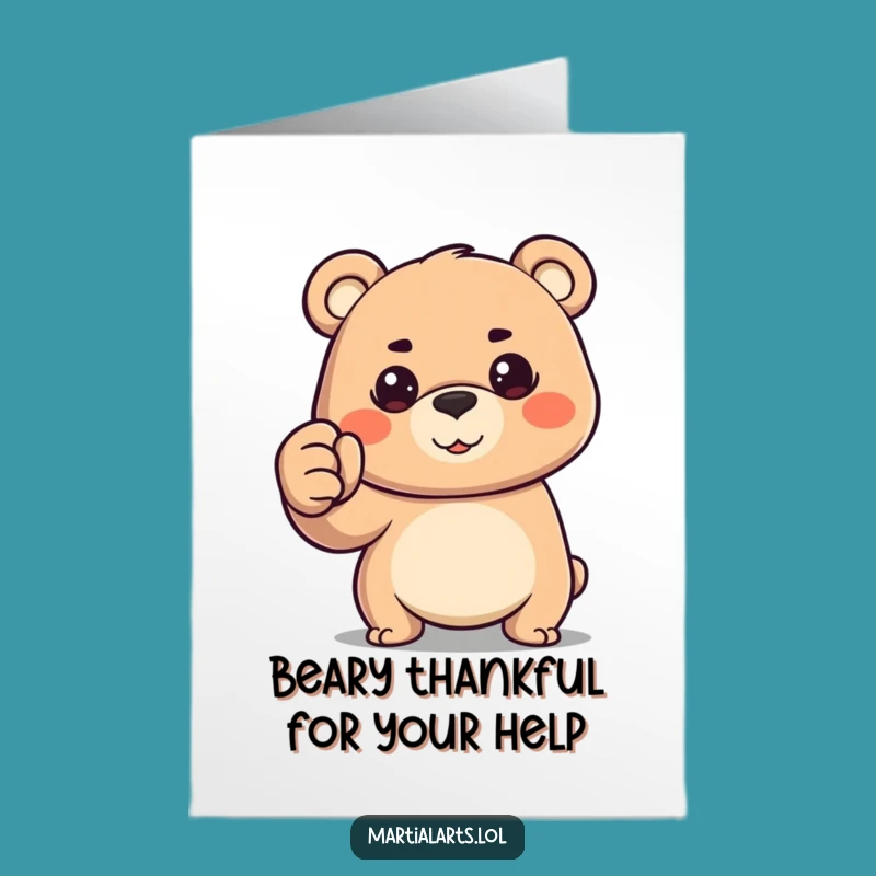 Free Printable Thank You Card: Bear's Determined Fist - Funny Downloadable Gratitude