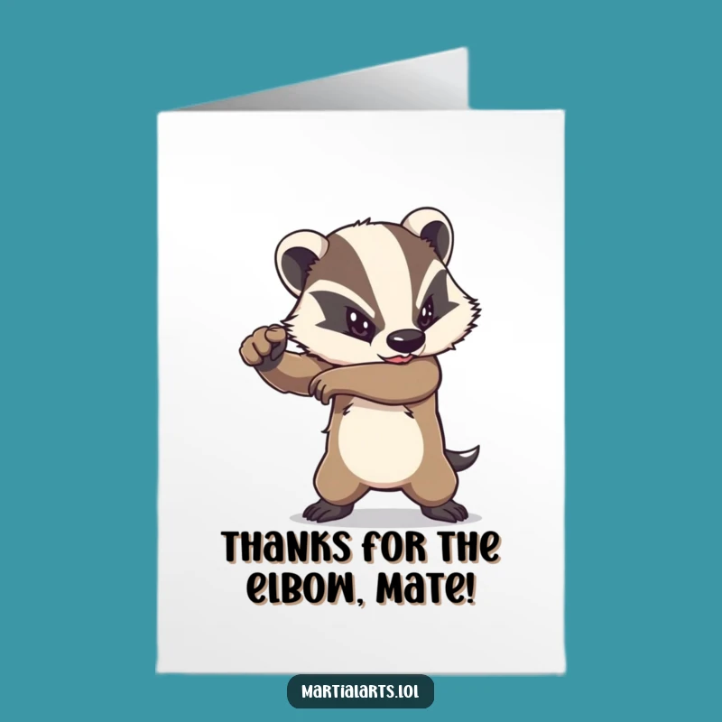Free Printable Badger Thank You Card: Powerful Strike Funny Downloadable Gift