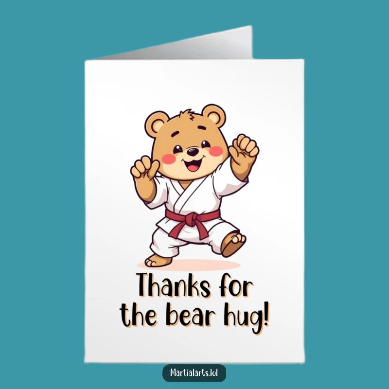 Free Printable Bear Karate Thank You Card: Funny Downloadable Gift of Thanks