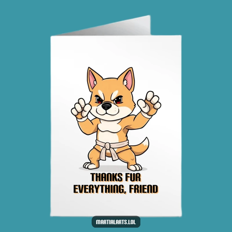 Free Printable Thank You Card: Funny Dog Martial Arts - Hilarious Downloadable Greeting