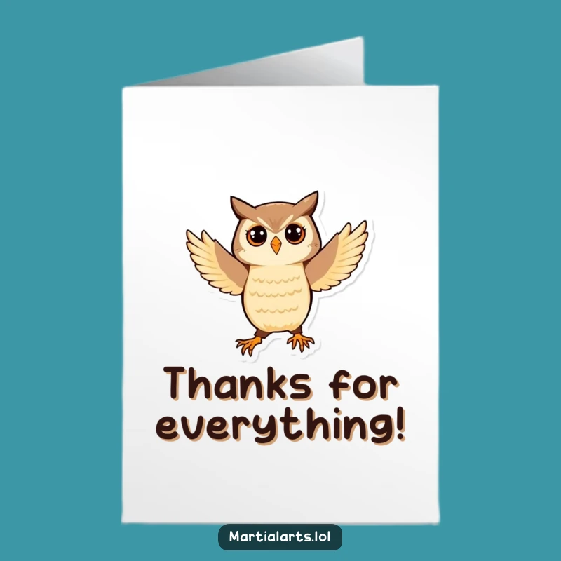 Free Printable Thank You Card: Owl's Gratitude Stance - Funny