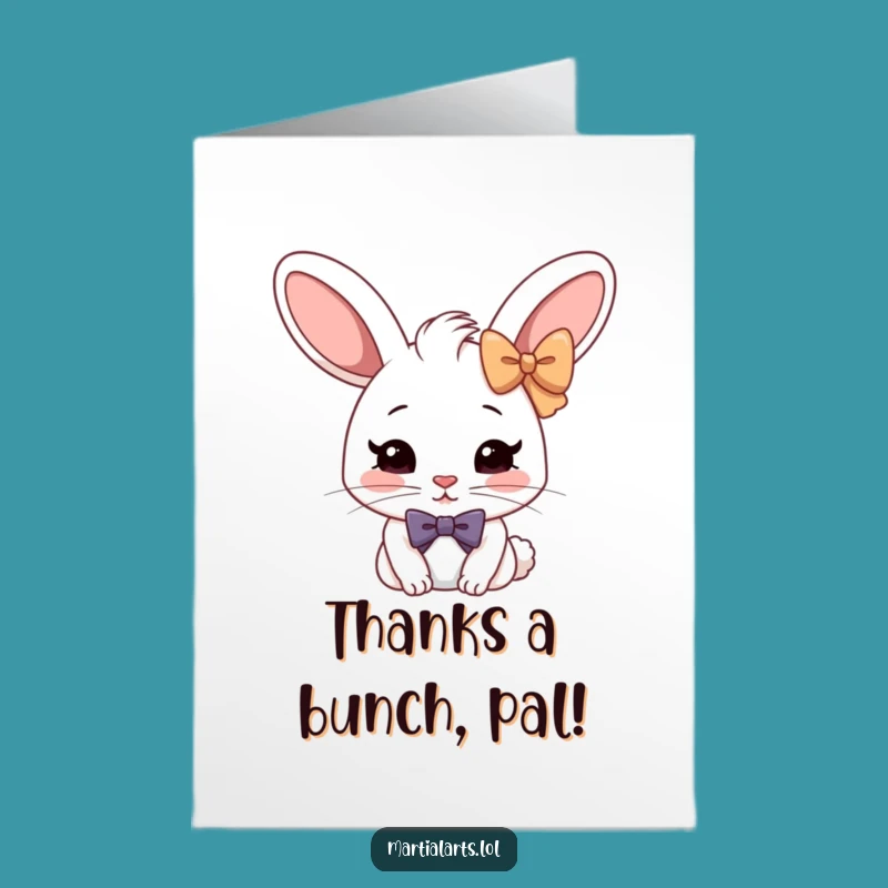 Free Printable Thank You Card: Serious Rabbit Bow, Formal Funny DIY Downloadable Greeting