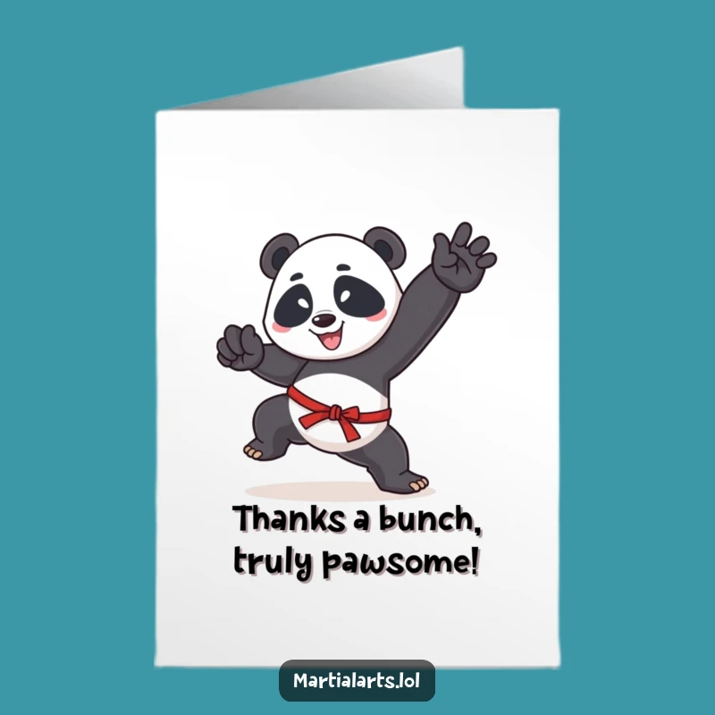Free Printable Thank You Card: Grateful Panda's Martial Arts Pose for Sincere Appreciation
