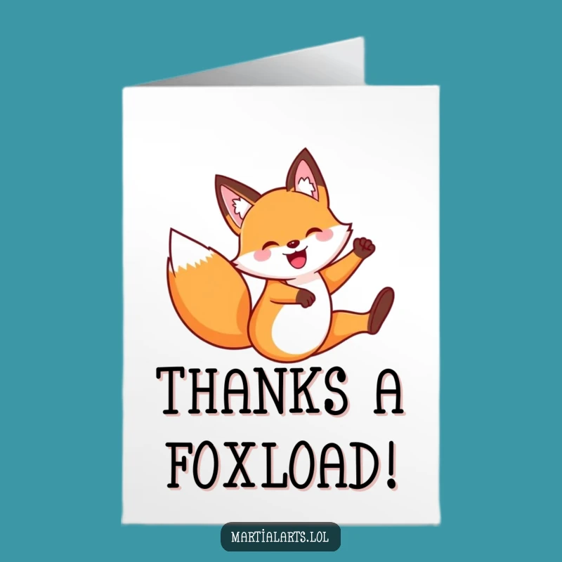 Free Printable Funny Fox Thank You Card: Jump for Thanks Downloadable