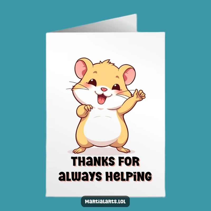 Free Printable Hamster Karate Thank You Card - Funny Downloadable Gratitude!