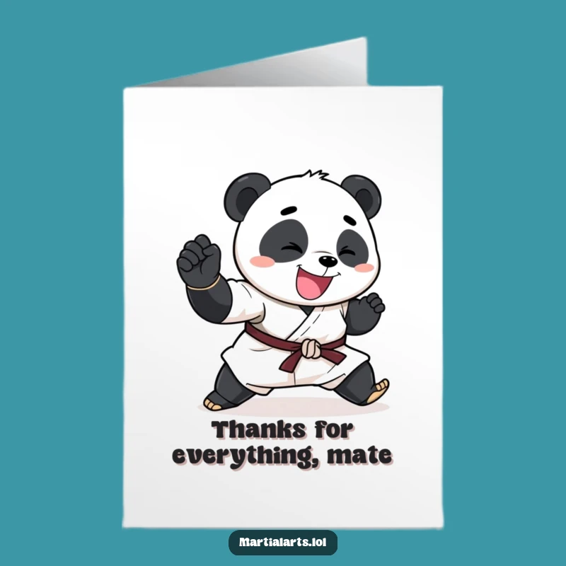 Free Printable Thank You Card: Funny Panda Karate Chop - Hilarious Downloadable Greeting
