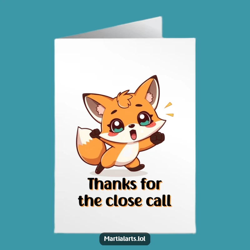 Free Printable Thank You Card: Fox Dodging Punch Funny Downloadable Gift