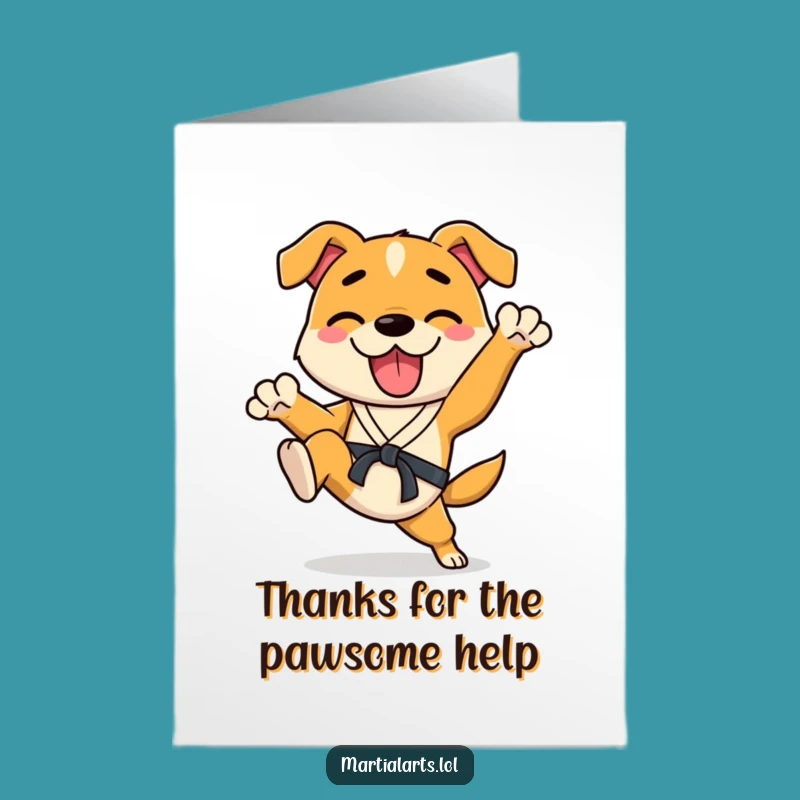 Free Printable Thank You Card: Funny Dog Karate Kick, Perfect Downloadable Gift!