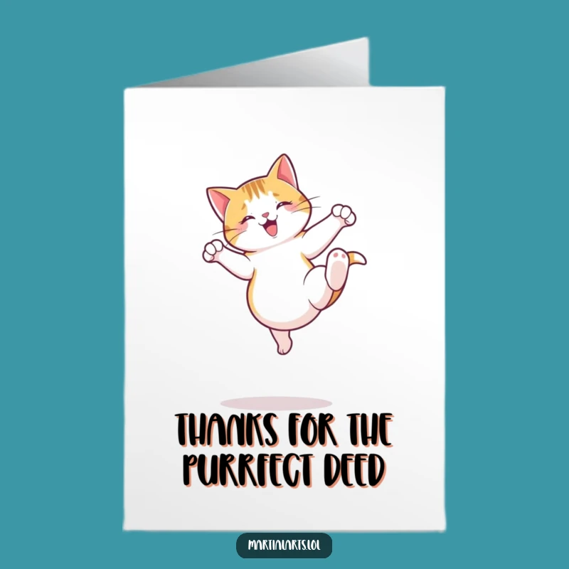 Free Printable Thank You Card: Funny Cat Kick, Perfect Downloadable Gift!