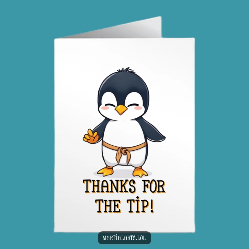 Free Printable Penguin Martial Arts Thank You Card: Funny Downloadable Gift