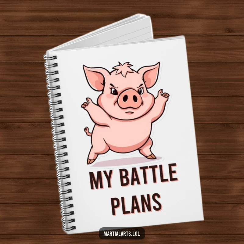 Funny determined pig in low stance, perfect for writing funny goals, gift idea.