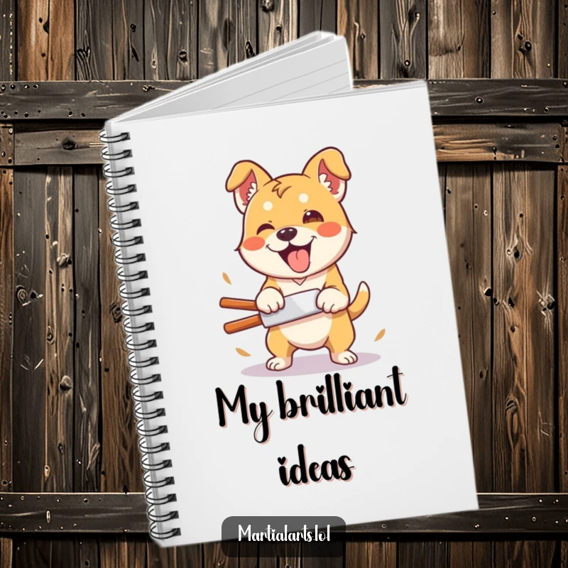 Funny Dog Notebook: A silly dog performing a clumsy, enthusiastic karate chop, ideal for jotting down witty notes.