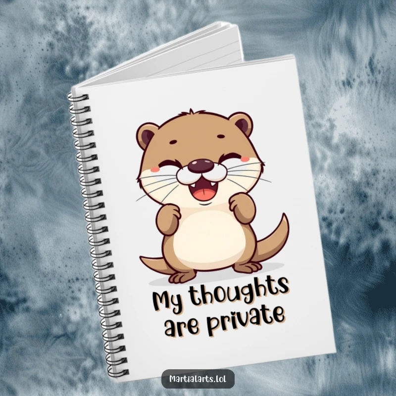 Funny notebook with a delighted otter in a funny, defensive stance, ideal for journaling and capturing hilarious ideas.