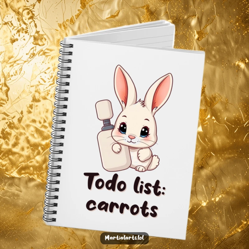 Funny Rabbit Notebook: A curious rabbit peeking from behind a training dummy, ideal for jotting down witty and secretive notes.