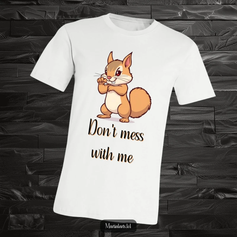 Funny Squirrel Punch T-Shirt featuring a determined squirrel delivering a swift, powerful tiny punch with athletic prowess.
