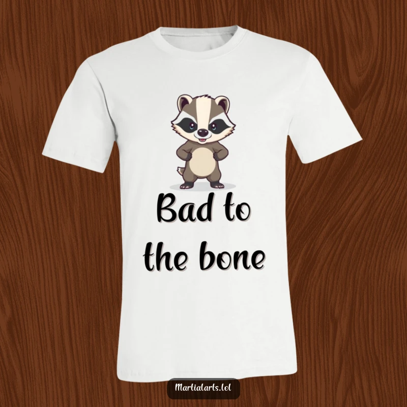 Funny brave badger t-shirt featuring a badger in a strong, defensive stance, showing courage.