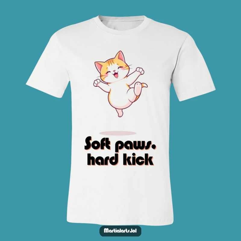 Funny Cat Kick T-Shirt - Jumping Roundhouse Cat Tee Gift