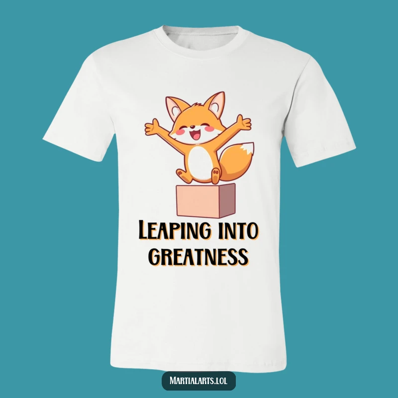Funny Fox Block Leap T-Shirt - Hilarious Joyful Animal Design Gift
