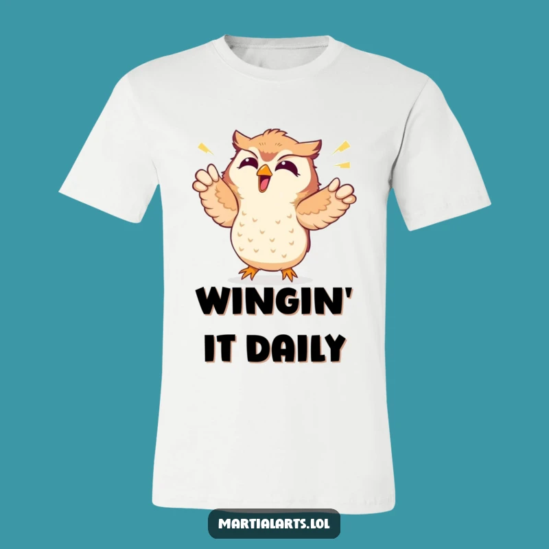 Funny Giggling Owl Air Punch T-Shirt - Comical Bird Lover Tee