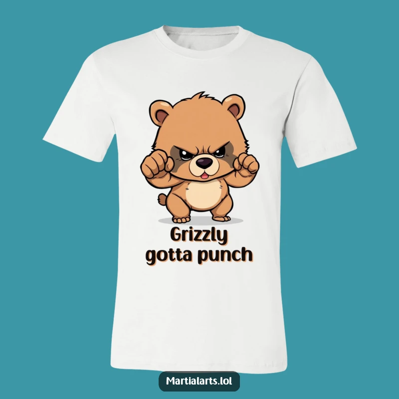 Funny Determined Bear Cub Punch T-Shirt - Fierce Animal Gift