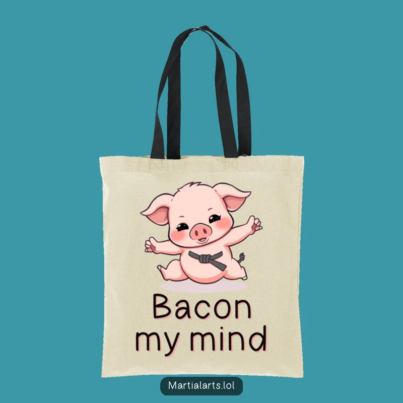 Funny Piglet Martial Arts Tote Bag: Cute Porky Carry-All, Practical Funny Gift
