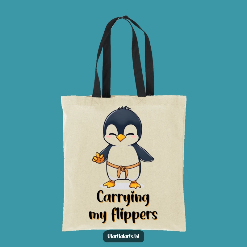 Funny Penguin Karate Tote Bag: Clumsy Penguin Action, Practical and Adorable Funny Gift