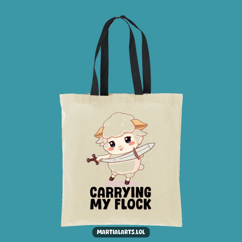 Funny Sheep Sword Tote Bag - Carry Your Adventures