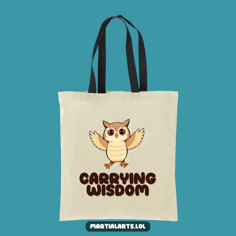 Funny Owl Balance Tote Bag: Playful Martial Arts Accessory Gift