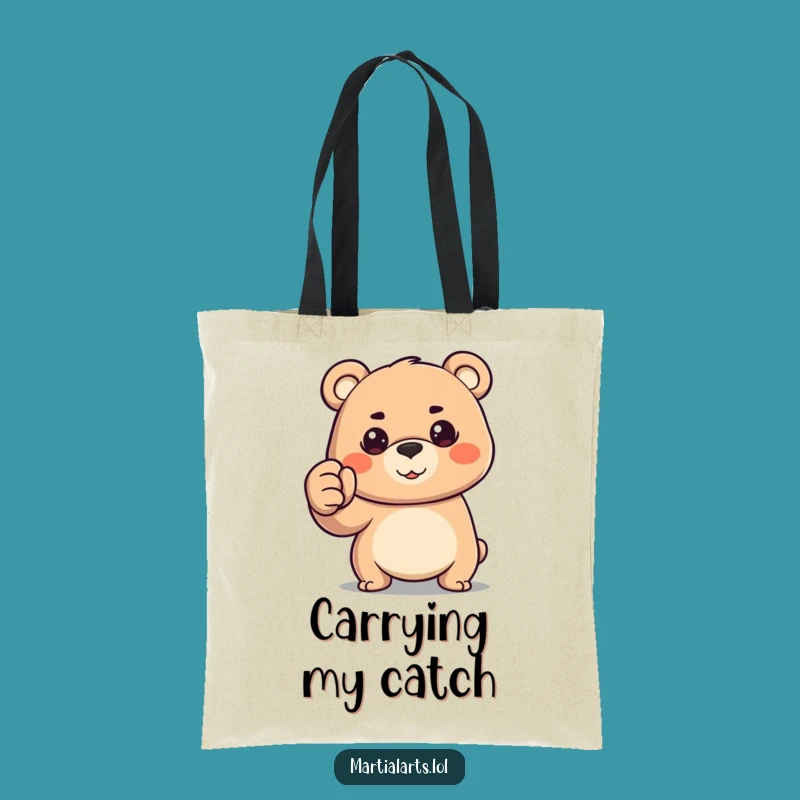 Funny Bear Fist Tote Bag - Happy Determined Carry-All Gift