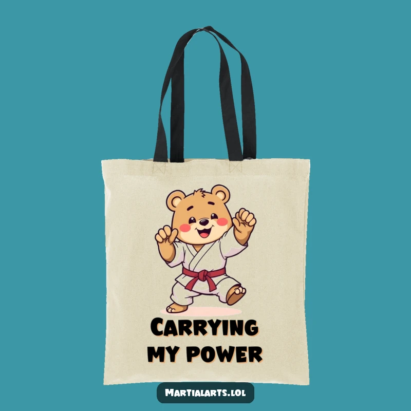 Funny Karate Bear Tote Bag: Happy Bear Kicking Action, Durable and Stylish Funny Gift