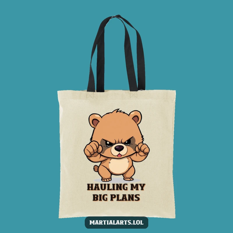 Funny Determined Bear Cub Punch Tote Bag - Carry Your Strength